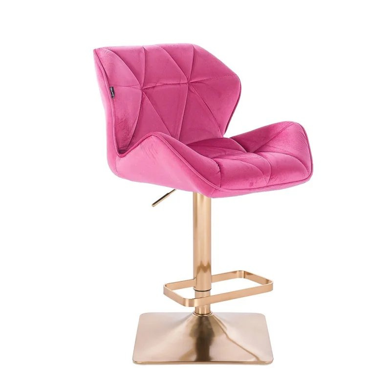 Barová stolička Detail Velur Fuksia Gold Kvadrat