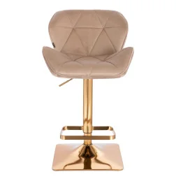 Barová stolička Detail Velur Krem Gold Kvadrat
