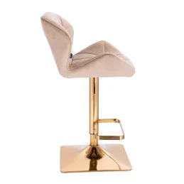 Barová stolička Detail Velur Krem Gold Kvadrat