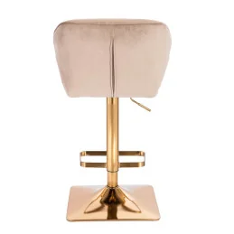Barová stolička Detail Velur Krem Gold Kvadrat